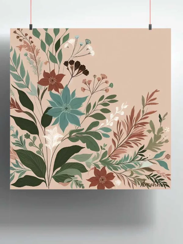painted flower wall poster